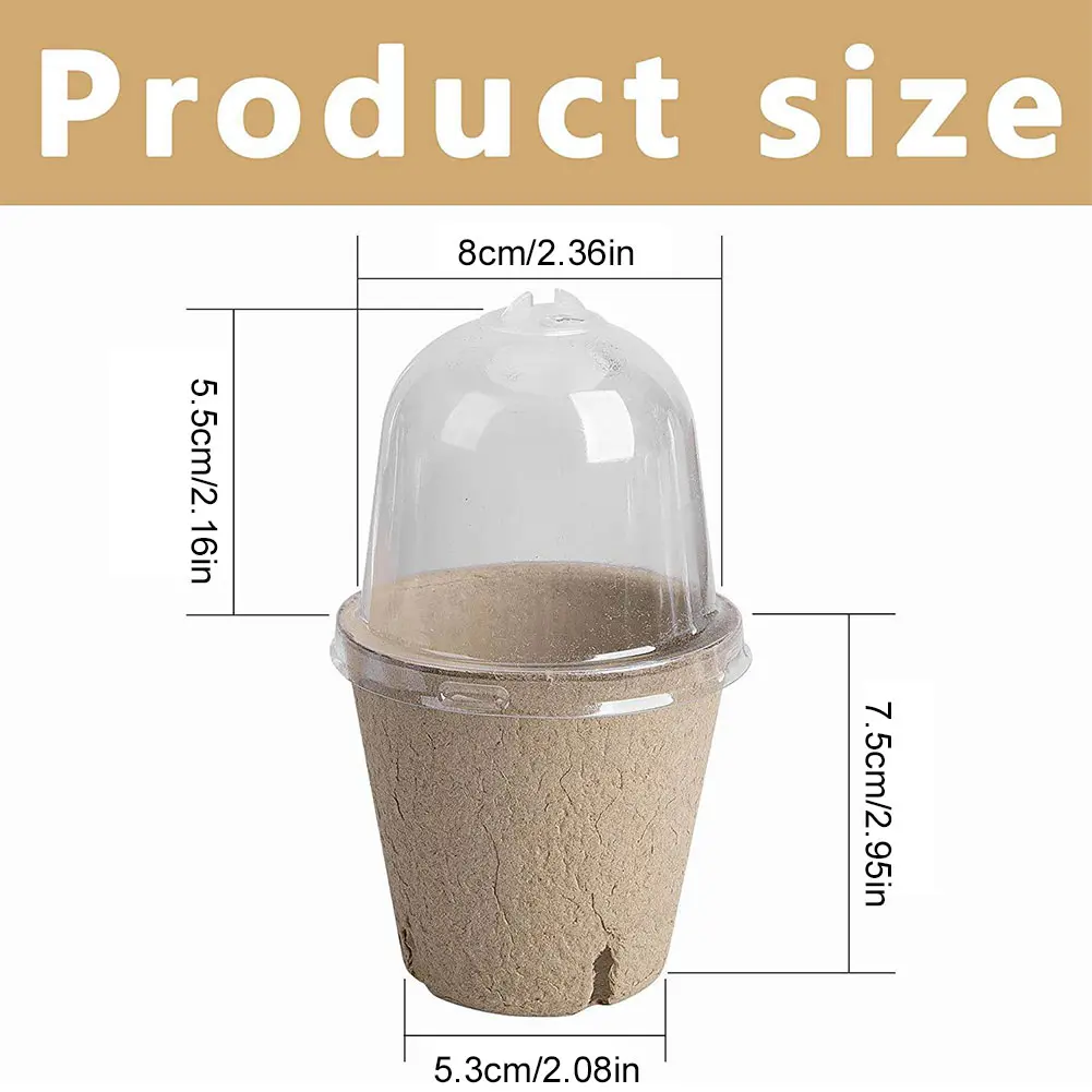 10Pcs Seedling Cup Seed Starter Transparent Lid Cultivation Pot Biodegradable Plant Growing Cup Versatile Gardening Supplies