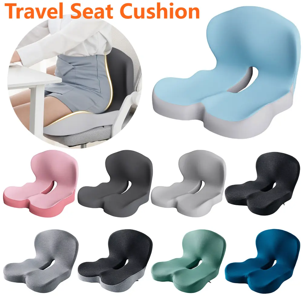 Travel Seat Cushion Memory Foam L-Shape Pillow for Desk Gaming Chair Cushion Pad Car Office Hip Lumbar Support Orthopedic Pillow