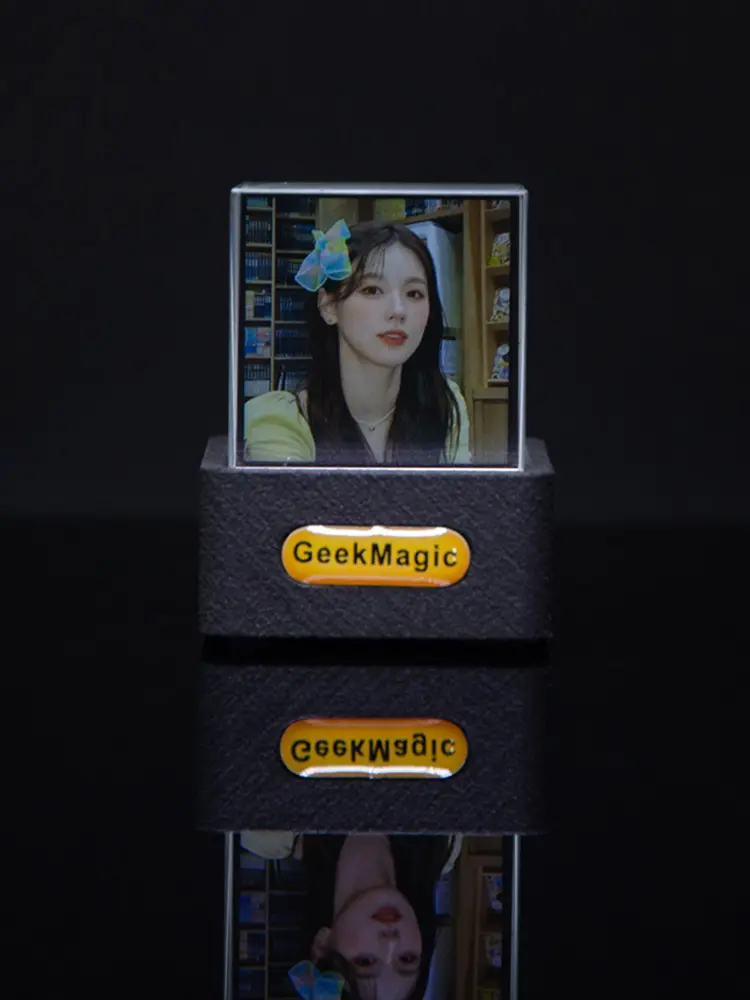 Crystal Cube Holographic Desktop Smart Weather Station Desktop Digital WiFi Clock with GIF Animations Album Desktop Decoration