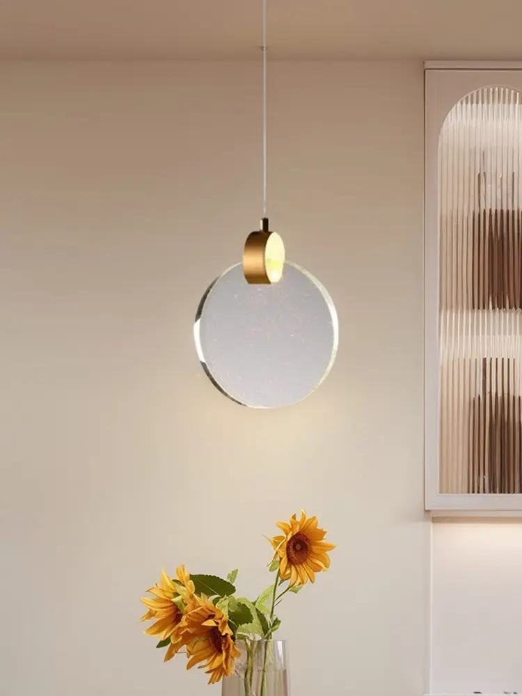 Modern LED Pendant Light Crystal Hanging Light Circular Pendant Light Chandelier Long Hanging Light for Living Room Dining Room