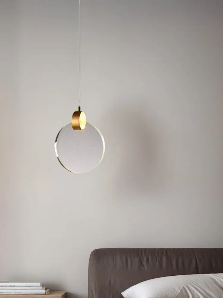 Modern LED Pendant Light Crystal Hanging Light Circular Pendant Light Chandelier Long Hanging Light for Living Room Dining Room