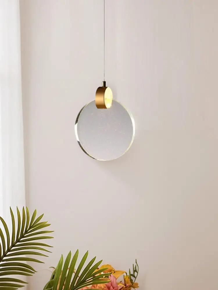Modern LED Pendant Light Crystal Hanging Light Circular Pendant Light Chandelier Long Hanging Light for Living Room Dining Room