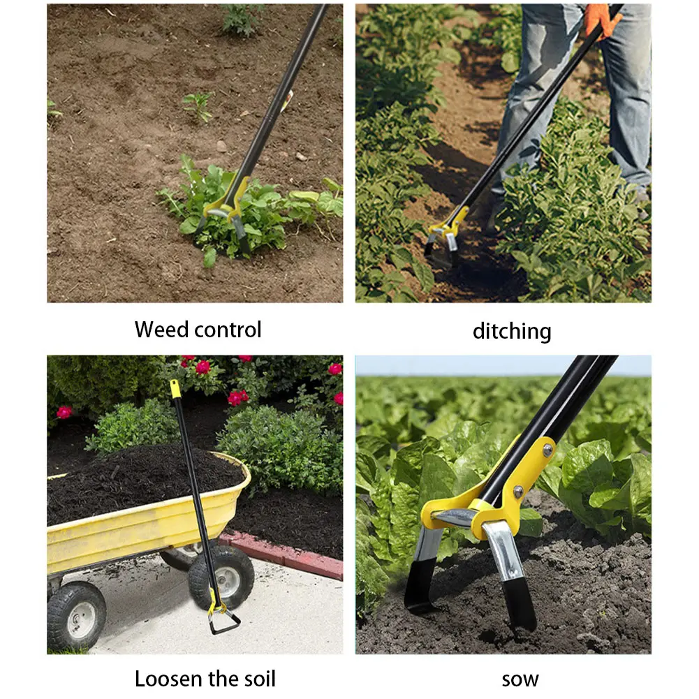 190/153CM Hoe 4/5 Section Gardening Weed  Hoes Stainless Steel Long Handle Stirrup Hoe Rake Garden Farming Tool Weeding Ring