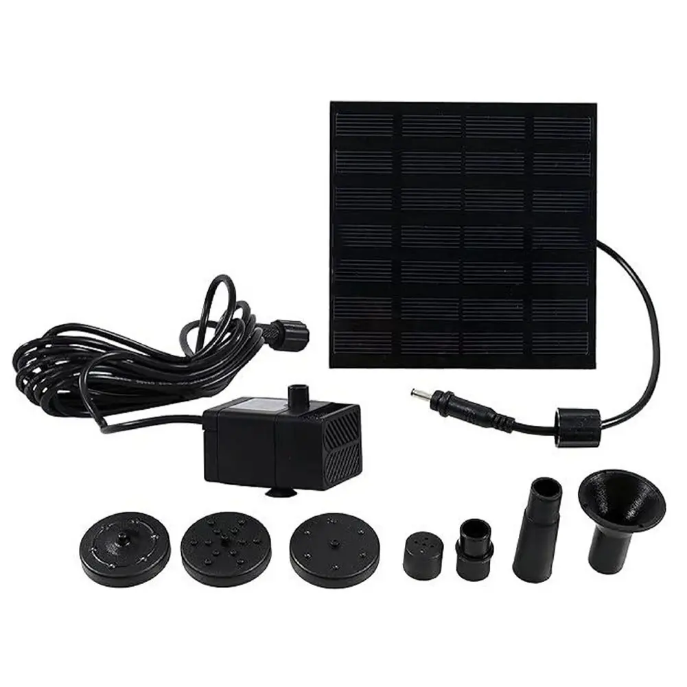 1.4W Solar Adjustable Fountain Pump W/ 7 Nozzles DIY Water Fountain Solar Panel Kit for Pool Bird Bath Pond Garden Decor