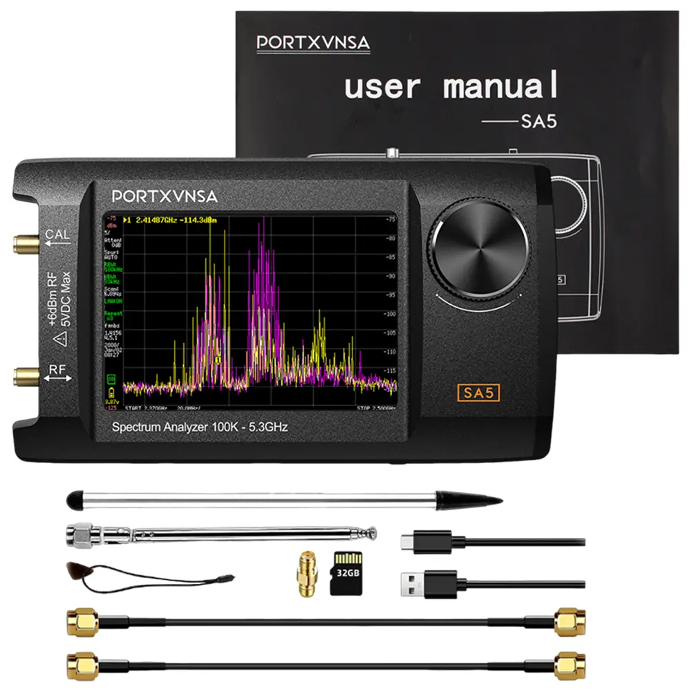 Handheld Spectrum Anslyzer 2 In 1 Signal Generator 4.0 Inch Frequency Analyzer 100kHz To 5.3GHz 5000mAh Battery with 32GB Card