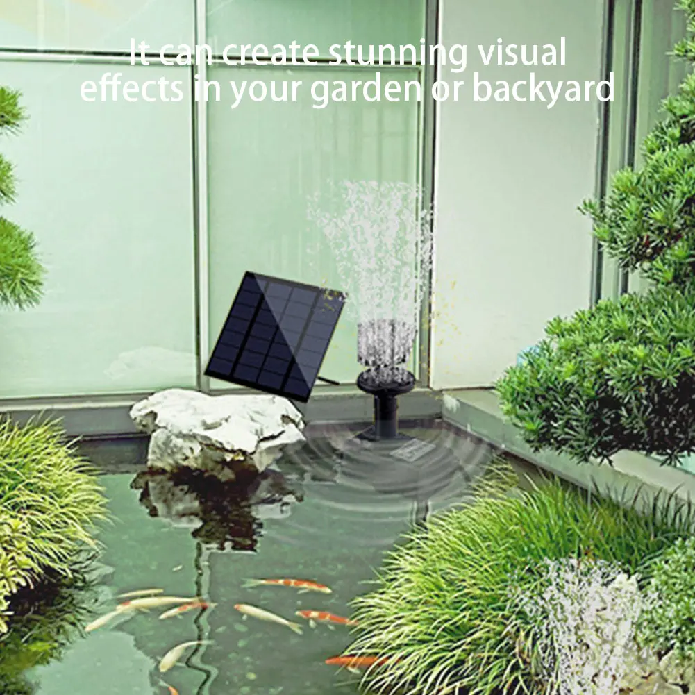 1.4W Solar Adjustable Fountain Pump W/ 7 Nozzles DIY Water Fountain Solar Panel Kit for Pool Bird Bath Pond Garden Decor