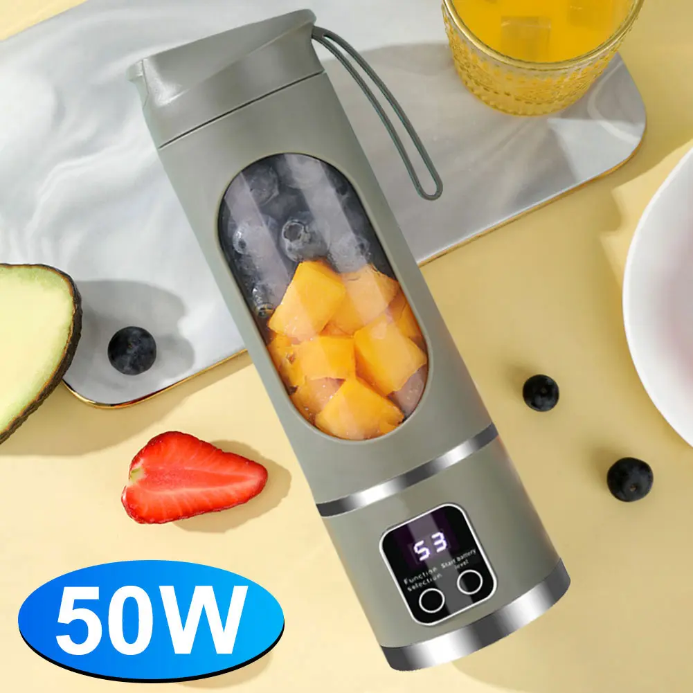 450ml Portable Juicer Electric Juicer Cup USB Rechargeable Juice Extractor Leakproof with 8 Blades for Outdoor Travel