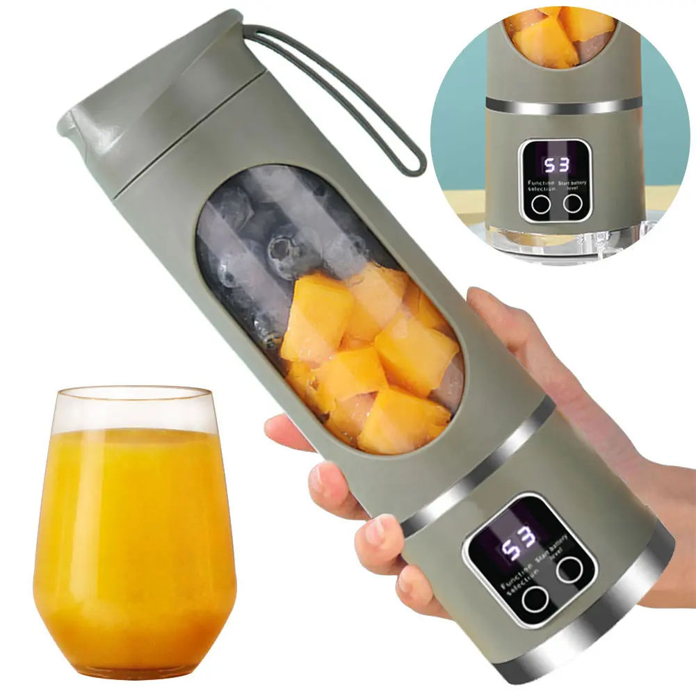 450ml Portable Juicer Electric Juicer Cup USB Rechargeable Juice Extractor Leakproof with 8 Blades for Outdoor Travel