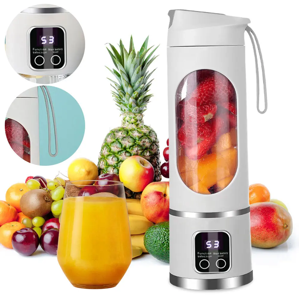 450ml Portable Juicer Electric Juicer Cup USB Rechargeable Juice Extractor Leakproof with 8 Blades for Outdoor Travel