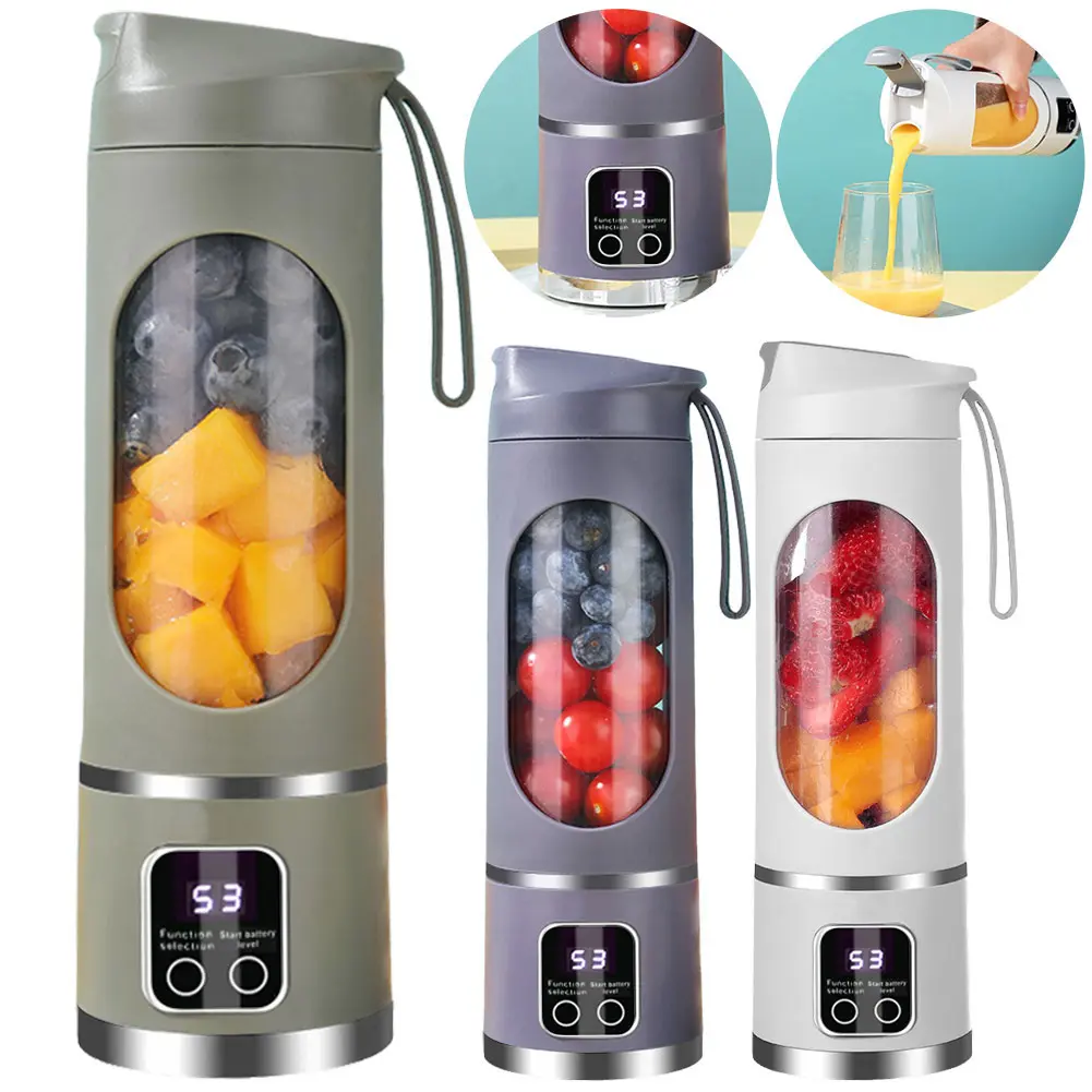 450ml Portable Juicer Electric Juicer Cup USB Rechargeable Juice Extractor Leakproof with 8 Blades for Outdoor Travel