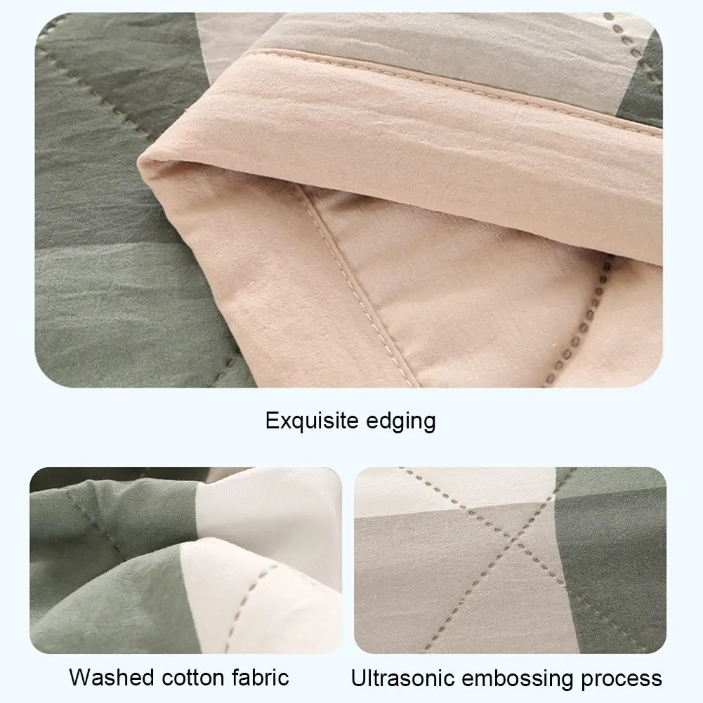 Washable Summer Blanket Lightweight Air Condition Comforter Travel Blanket for Bed Couch Sofa Quilt with Plaid Pattern Printing