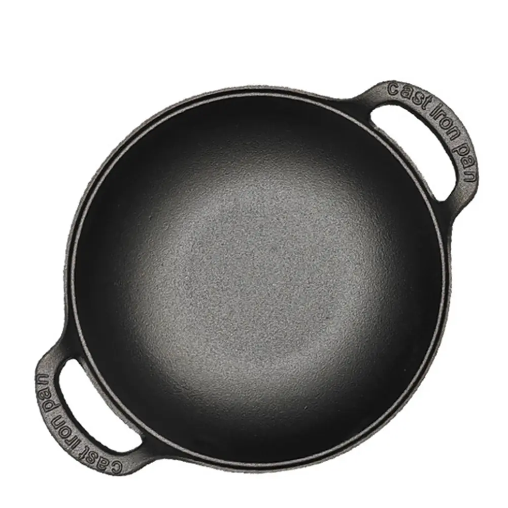 Chinese Wok Pan with Lid & Dual Handle Flat Bottom Stir Fry Pan Non Stick Heavy Dutch Soup Pot Home Kitchen Accessory