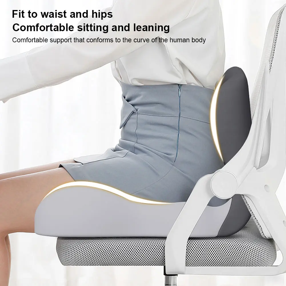 Memory Foam L-Shaped Integrated Car Seat Cushion with Lumbar Support Sitting Pillow for Car Truck Desk Gaming Chair