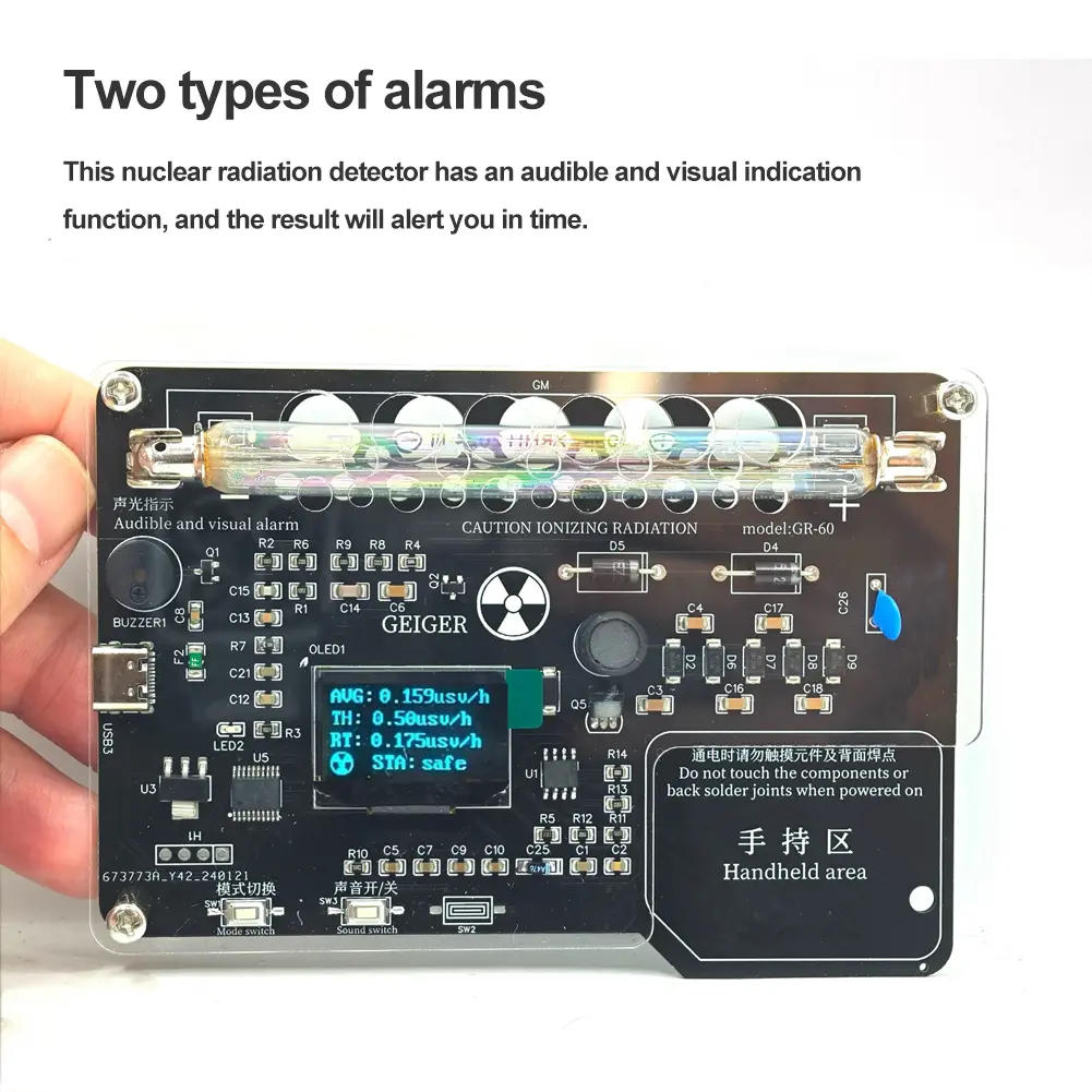 Geiger Counter Kit Module with Sound Light Alarm Radiation Tester DIY Geiger Counter Kit DIY Geiger Counter Circuit Board Parts