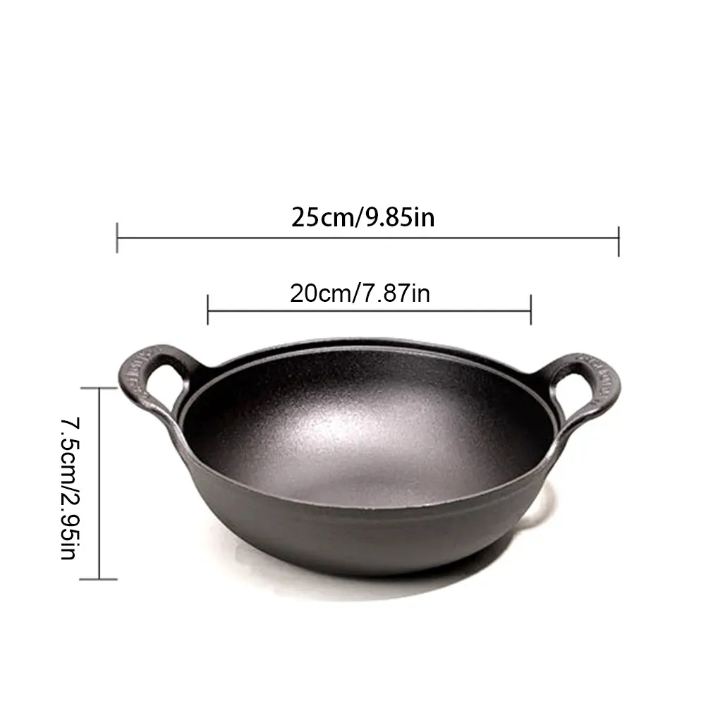 Chinese Wok Pan with Lid & Dual Handle Flat Bottom Stir Fry Pan Non Stick Heavy Dutch Soup Pot Home Kitchen Accessory