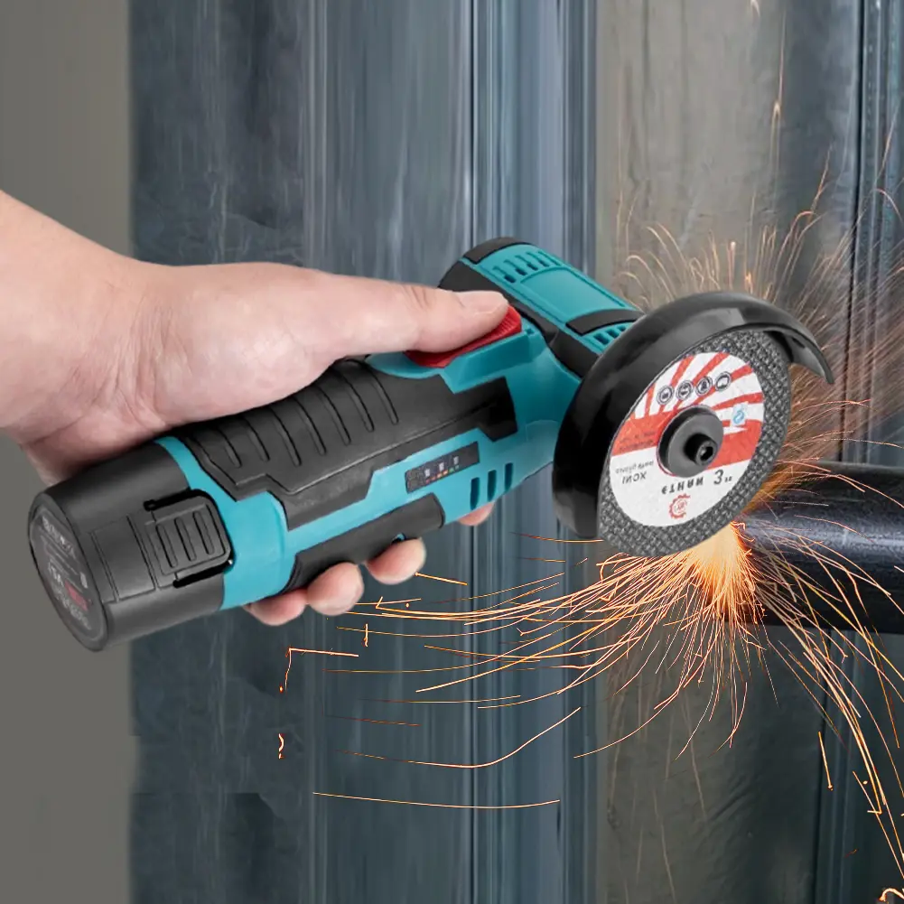 12V Rechargeable 3 Inch Brush Mini Angle Grinder with 19500rpm for Household Cutting and Polishing Tasks
