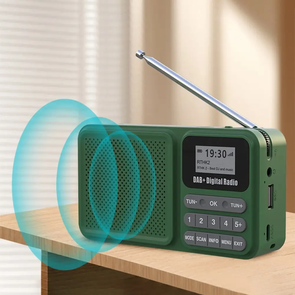 Portable DAB+ Digital Radio Bluetooth-Compatible Solar Powered/Rechargable Loudspeaker Supports U Disk TF Card MP3 Play