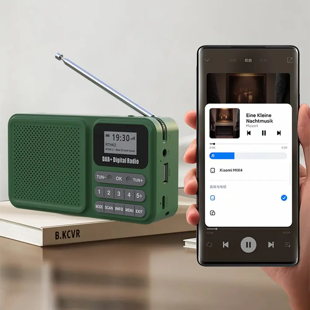 Portable DAB+ Digital Radio Bluetooth-Compatible Solar Powered/Rechargable Loudspeaker Supports U Disk TF Card MP3 Play