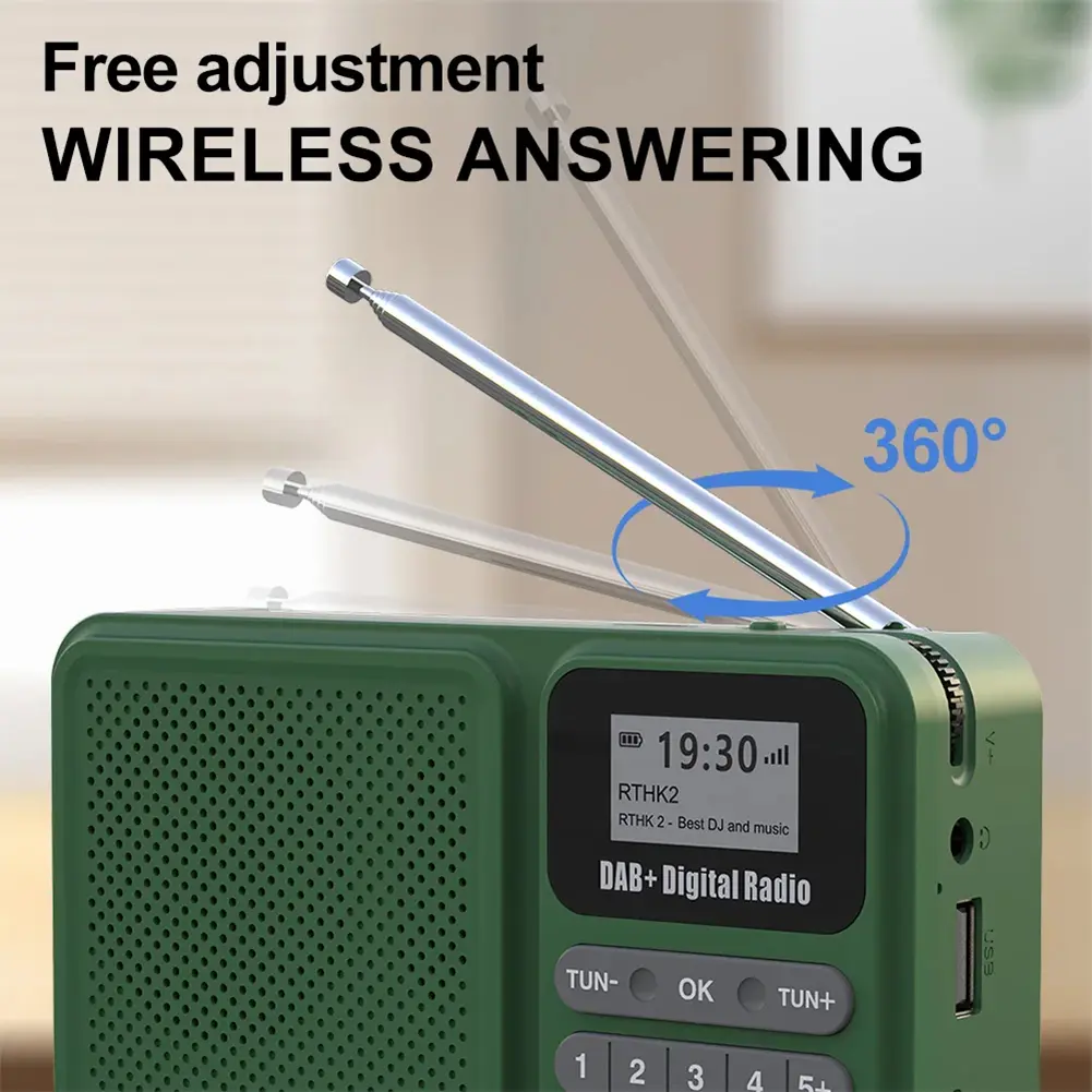 Portable DAB+ Digital Radio Bluetooth-Compatible Solar Powered/Rechargable Loudspeaker Supports U Disk TF Card MP3 Play