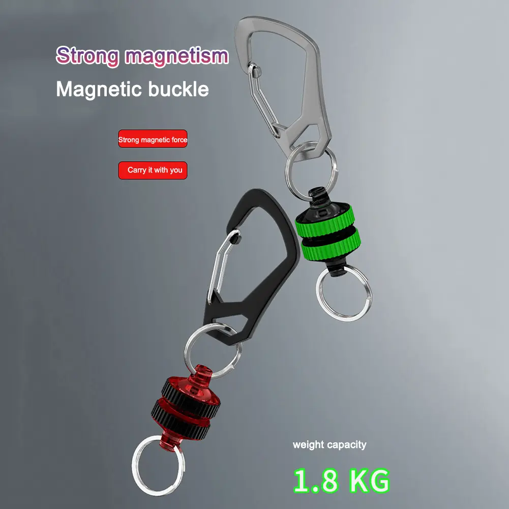Magnetic Net Release Holder with Carabiner Clip Magnet Clip Holder Retractor Keychain Strong Anti-Drop Fishing Gear