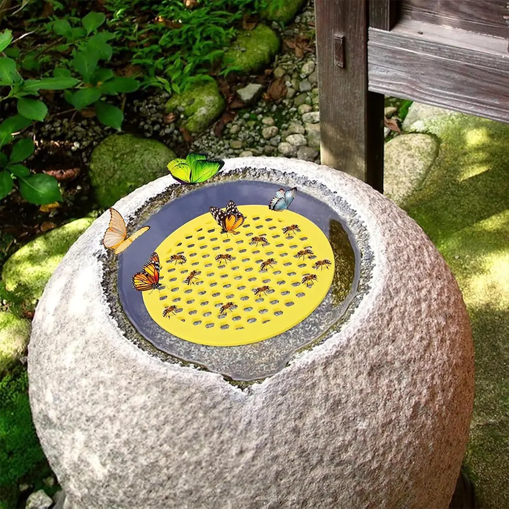4-8pc Floating Bee Island 7.87in EVA Foam Floating Bee Watering Station Butterfly Bee Waterer for Feeding Bee Bath Garden Decor