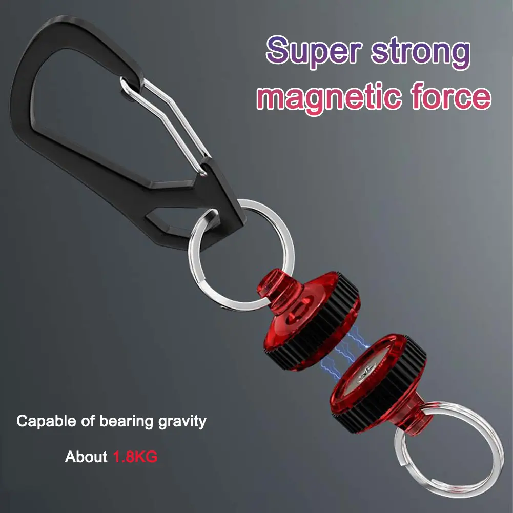 Magnetic Net Release Holder with Carabiner Clip Magnet Clip Holder Retractor Keychain Strong Anti-Drop Fishing Gear