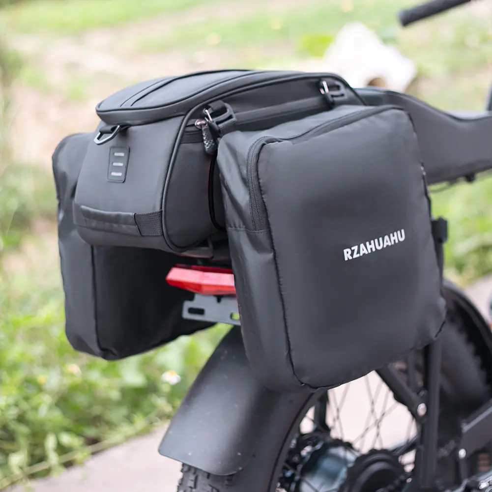 RZAHUAHU Bicycle Rear Seat Trunk Bag Waterproof Night Reflective Bike Rear Seat Trunk Bag Multiple Pockets Cycling Accessories