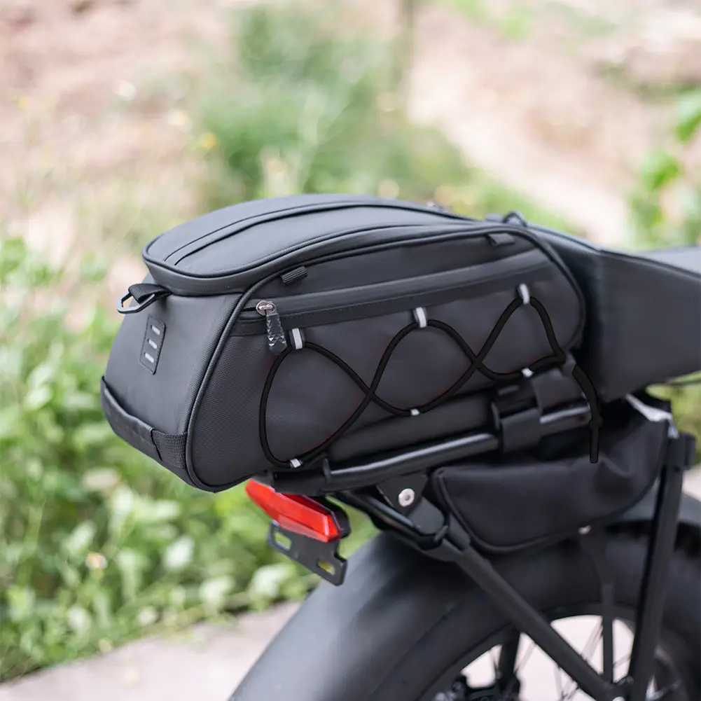 RZAHUAHU Bicycle Rear Seat Trunk Bag Waterproof Night Reflective Bike Rear Seat Trunk Bag Multiple Pockets Cycling Accessories