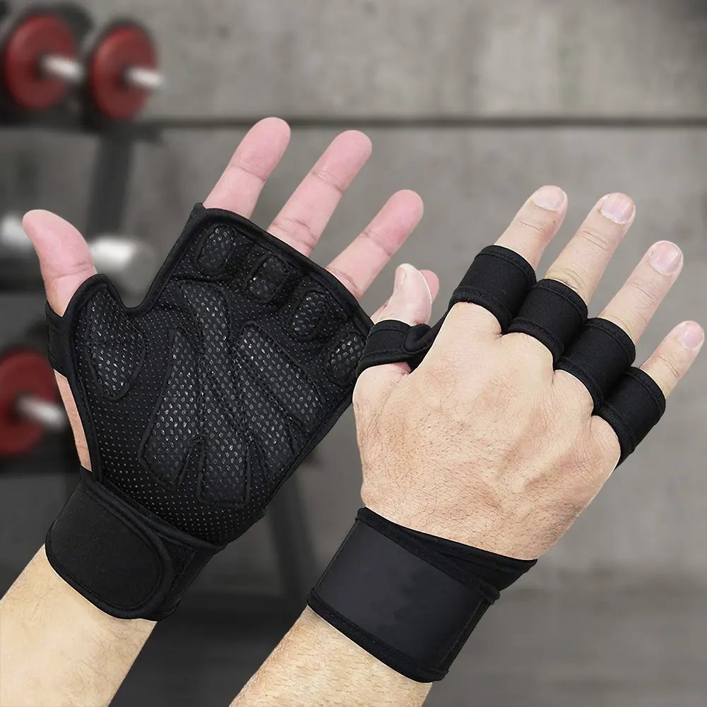 Weight Lifting Training Gloves with Wrist Support Workout Gloves Adjustable Cycling Gloves Non Slip for Gymnastics Pull Ups