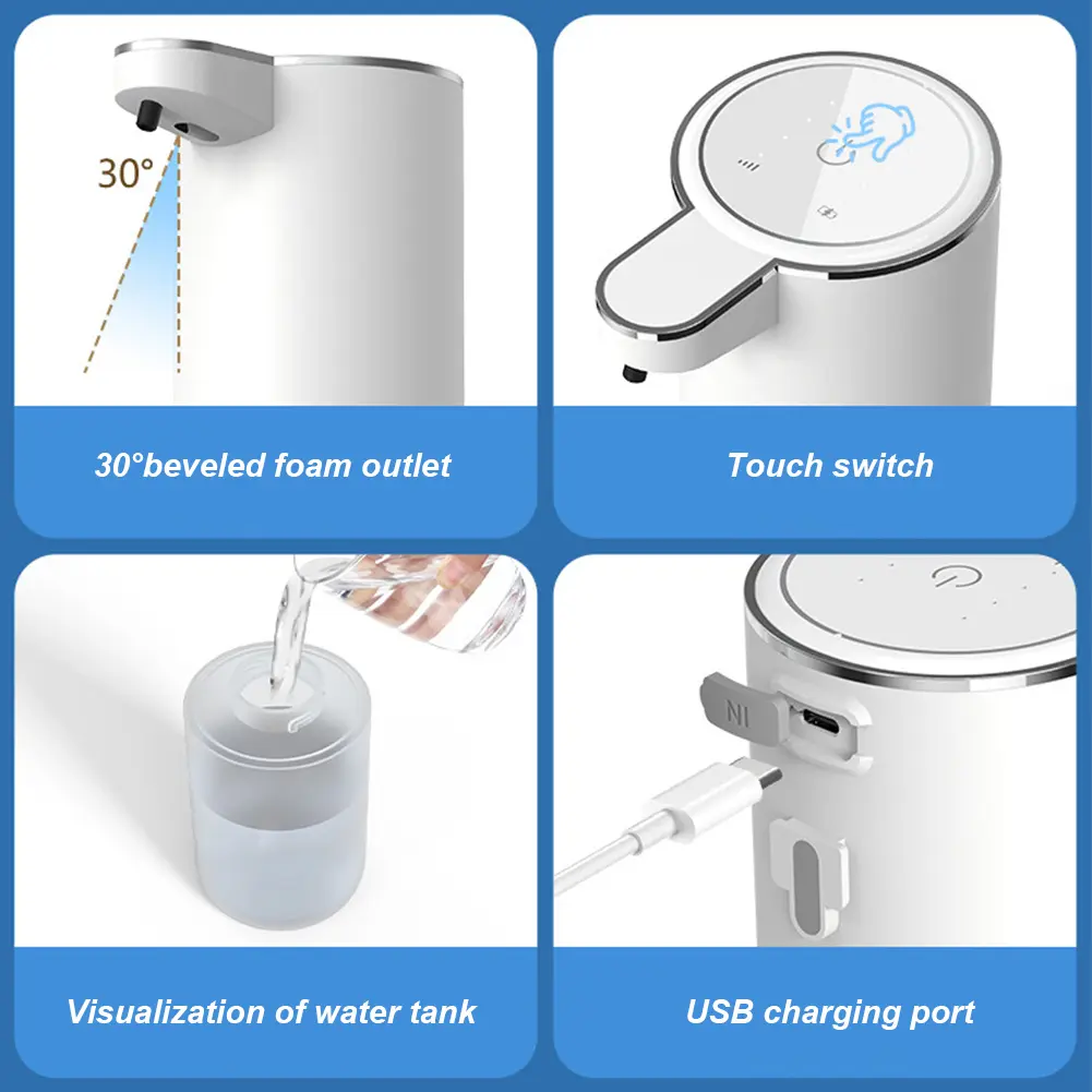 400ML Automatic Foam Soap Dispenser with 4-Level Adjustable Foam Smart Sensor Soap Dispenser Large Capacity for Bathroom Kitchen