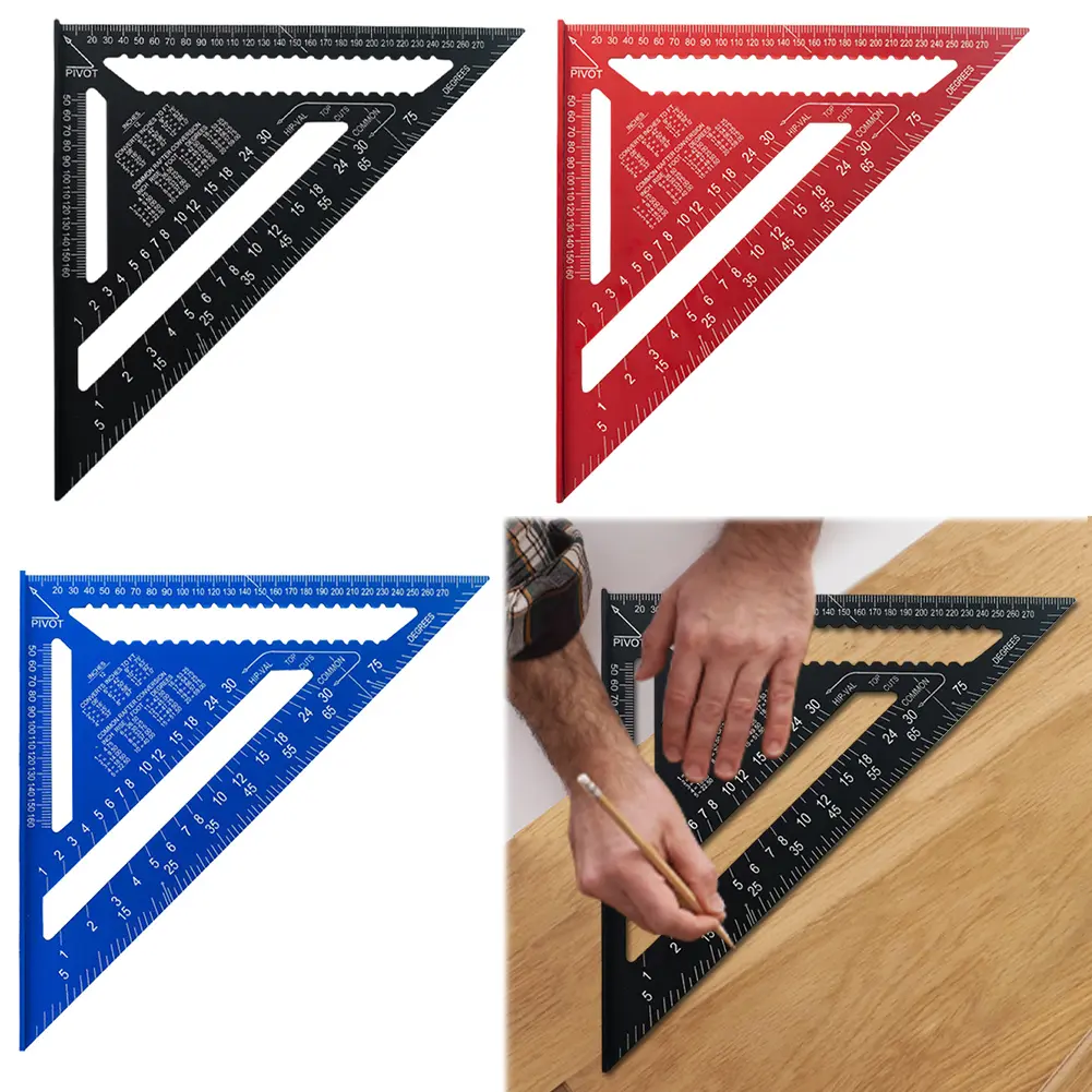 Triangle Ruler Aluminum Alloy Measuring Square Ruler 90° Triangle Carpenter Square Ruler Wood Working Tools Accessories
