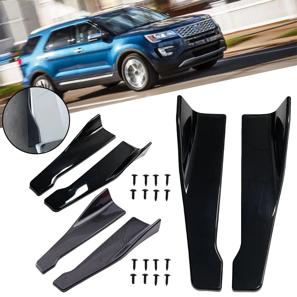 Universal Car Rear Bumper Strip Lip Spoiler Glossy Black/Carbon Fiber Winglets Side Skirt Extension Anti Scratch Protector