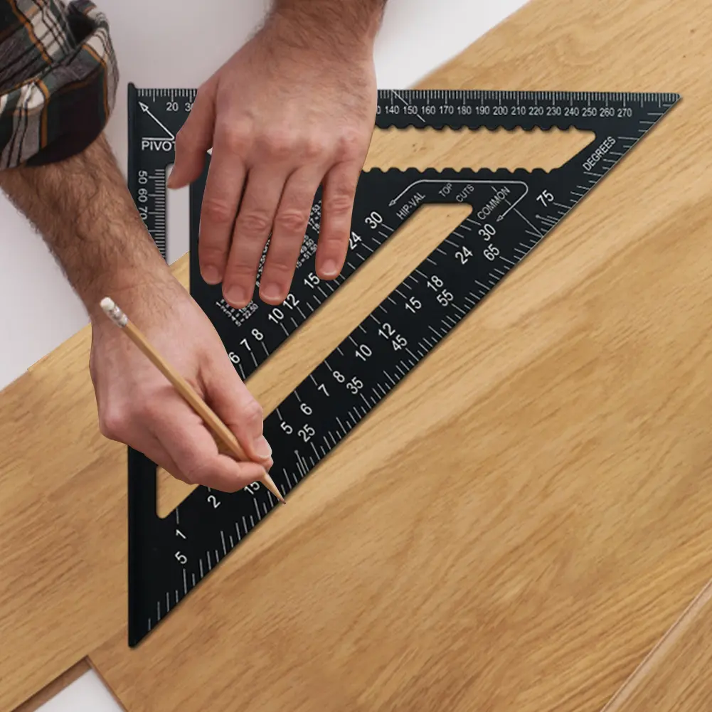 Triangle Ruler Aluminum Alloy Measuring Square Ruler 90° Triangle Carpenter Square Ruler Wood Working Tools Accessories