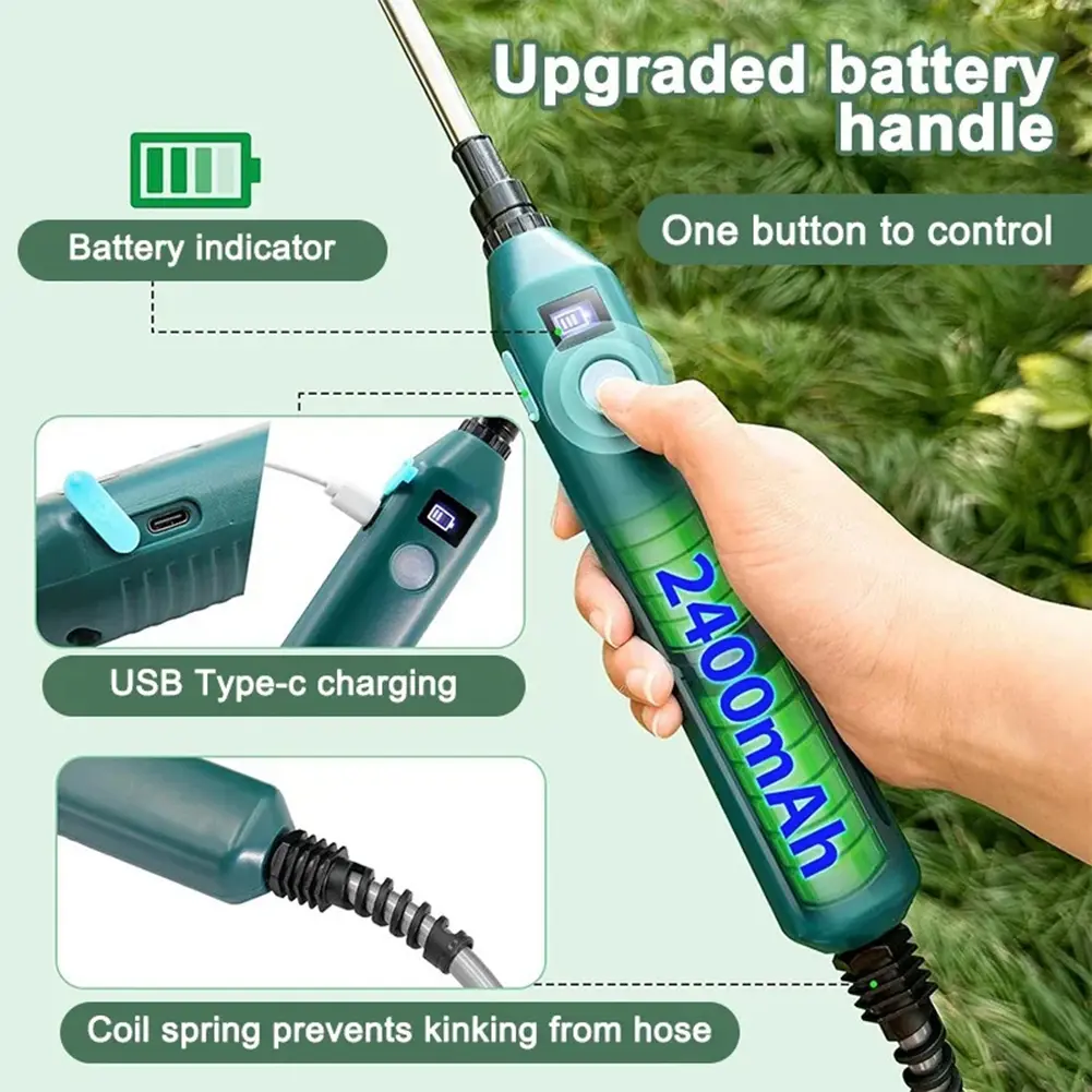 Electric Sprayer Telescopic Wand Rechargeable Garden Sprayer Wand Electric Watering Handle Irrigation Tool for Lawn and Garden