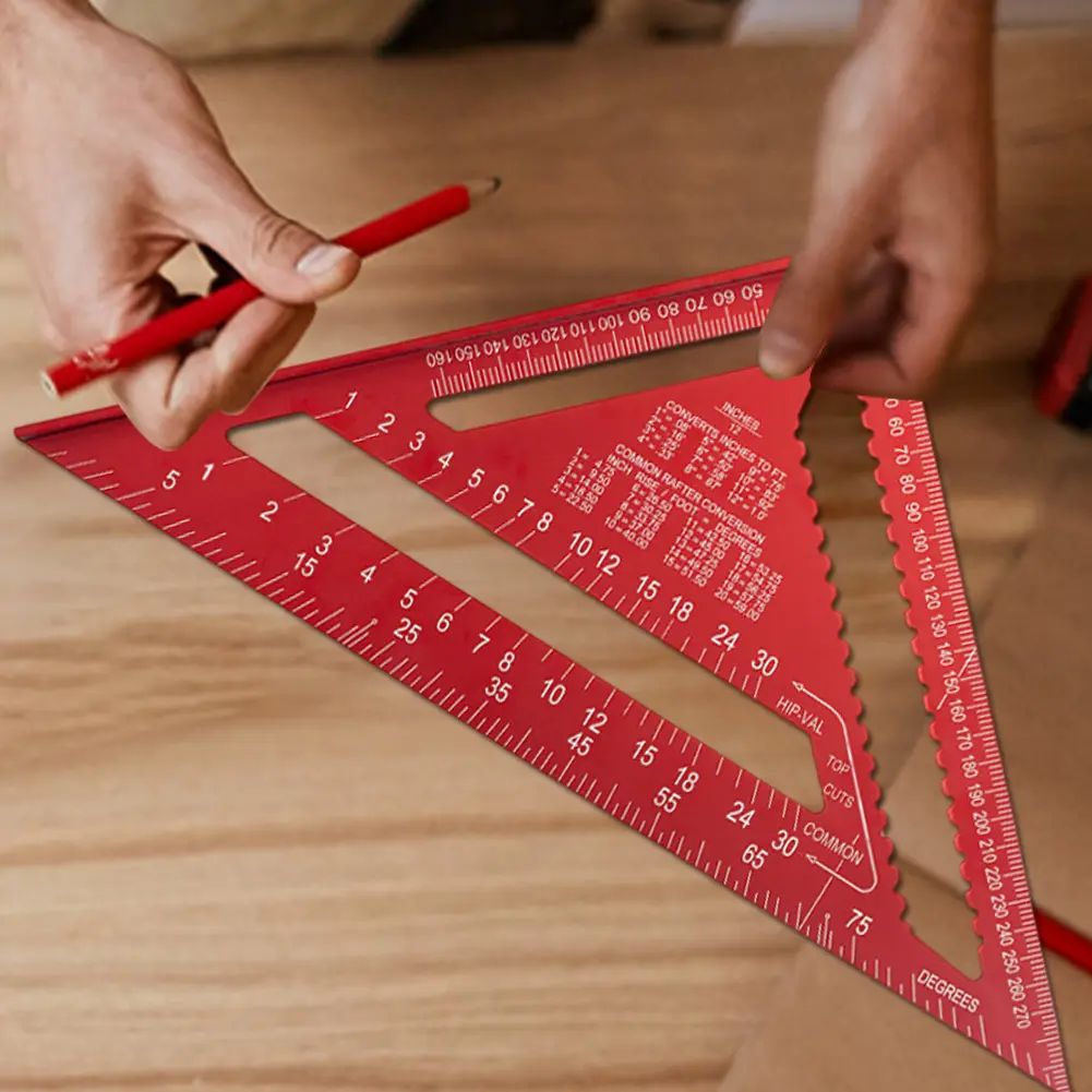 Triangle Ruler Aluminum Alloy Measuring Square Ruler 90° Triangle Carpenter Square Ruler Wood Working Tools Accessories