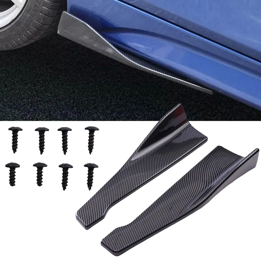 Universal Car Rear Bumper Strip Lip Spoiler Glossy Black/Carbon Fiber Winglets Side Skirt Extension Anti Scratch Protector