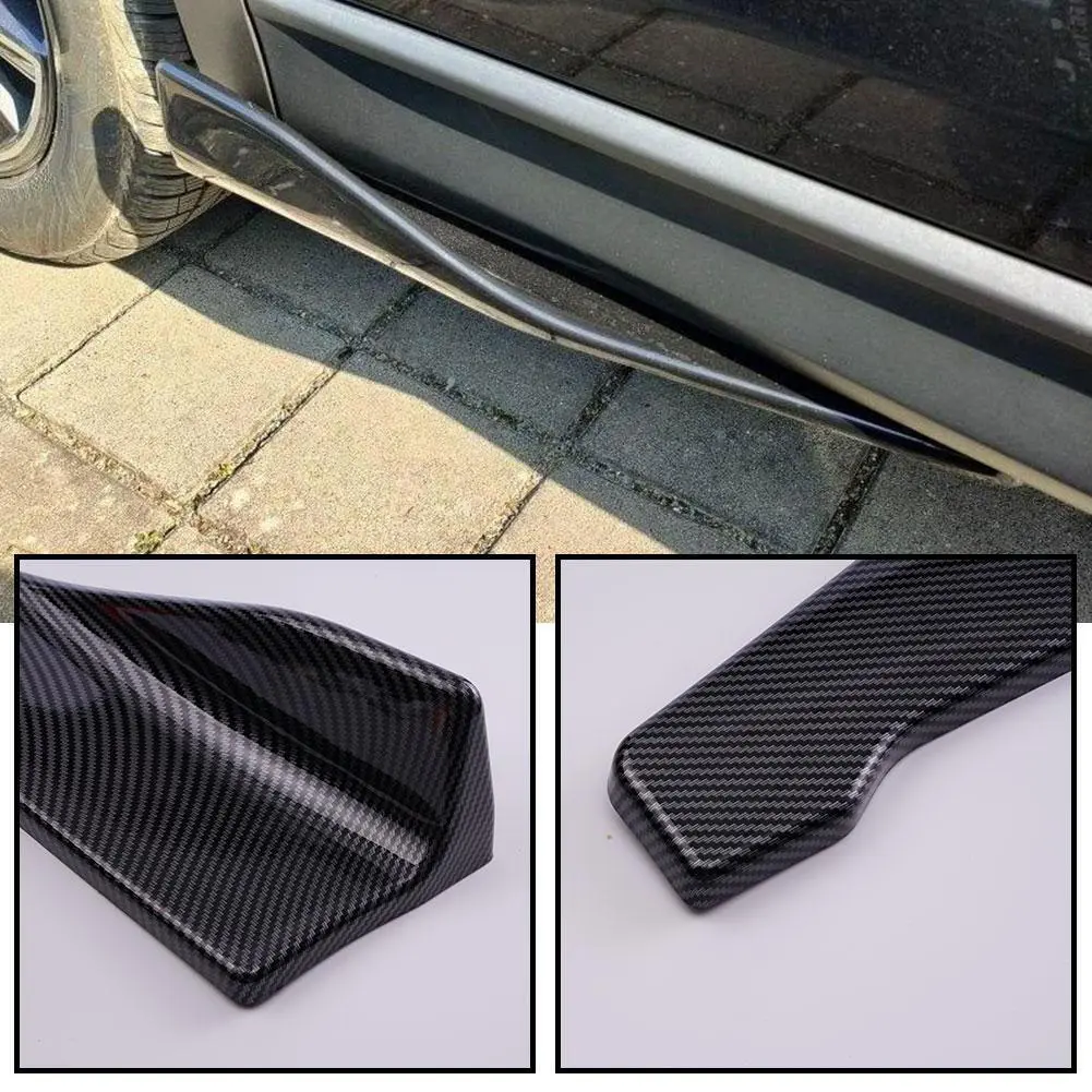 Universal Car Rear Bumper Strip Lip Spoiler Glossy Black/Carbon Fiber Winglets Side Skirt Extension Anti Scratch Protector