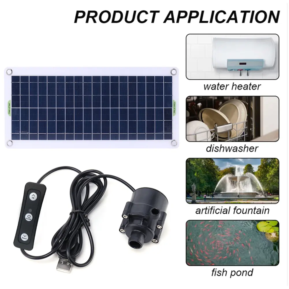 19W 800L H Solar Powered Water Pump System for Garden and Aquarium with Adjustable Water Flow Switch Kit
