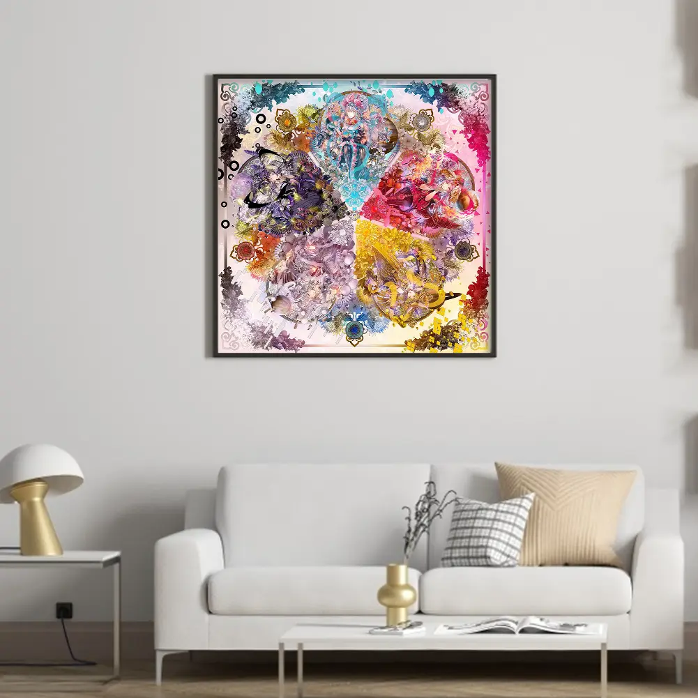 Girl Printed Cross Stitch Kit 95x95cm DIY 14CT Embroidery Craft Set Home Decor