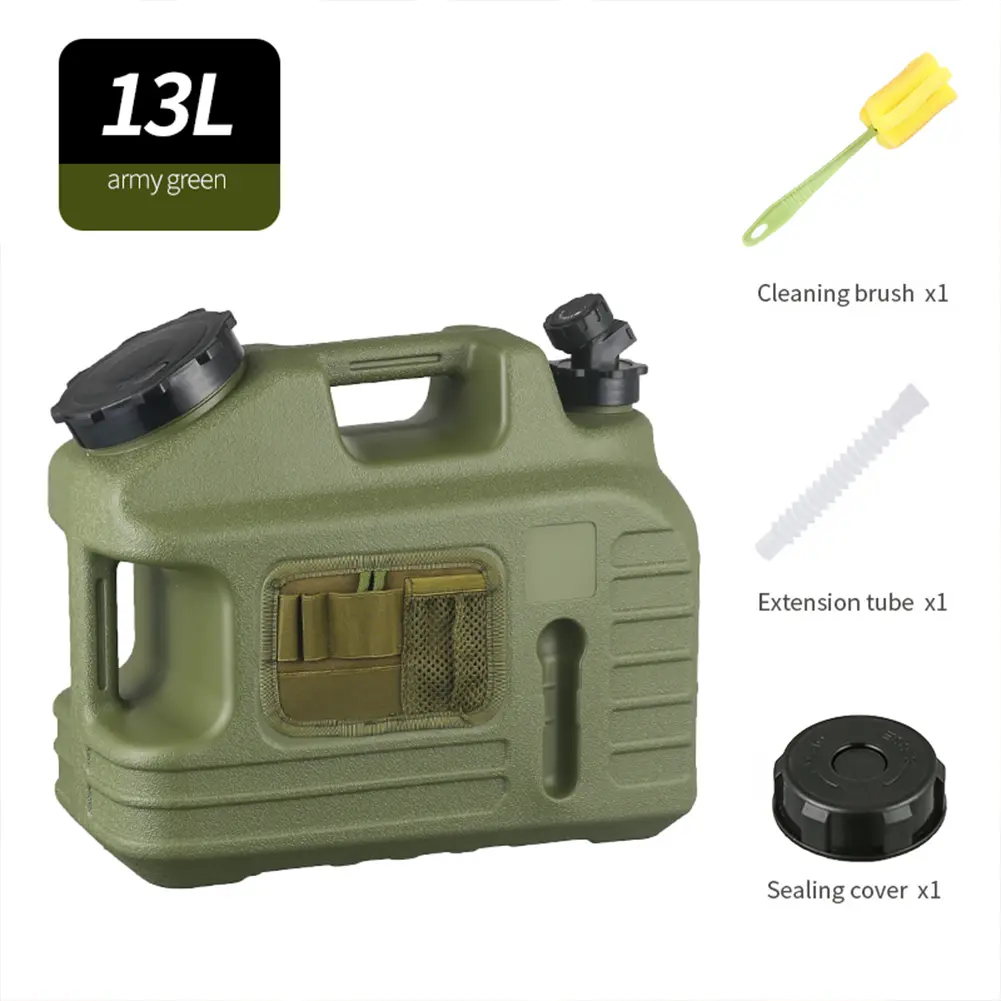 13L Car Water Storage Container with Spigot Large-Capacity Drinking Water Bucket Portable Outdoor Camping Hiking Water Tank