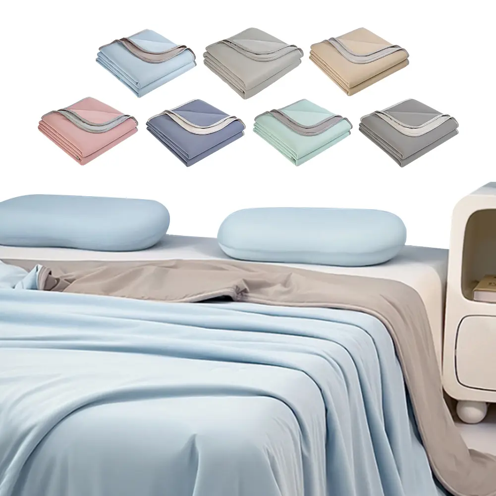 Summer Cool Sheets Solid Color Cold Feeling Quilt Multi-Function Lightweight Cooling Quilts for Bedroom Living Room