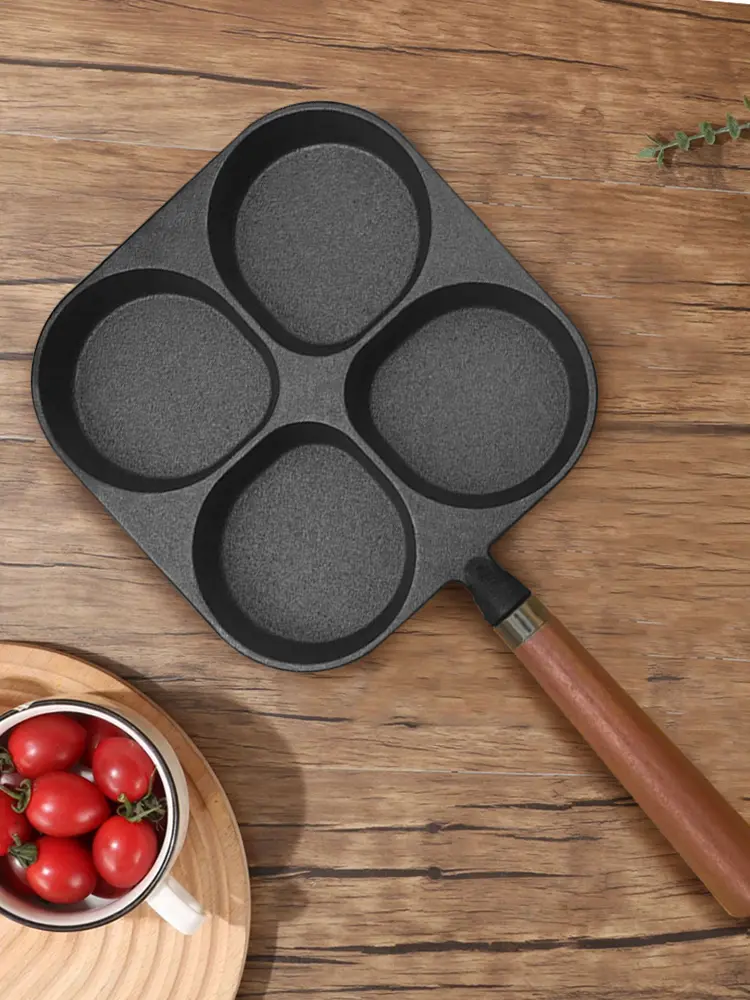 4 Hole Steak Cooking Pans Non Stick Versatile Breakfast Skillet Egg Pancake Pan Compatible with Gas Stove and Induction Cooktop