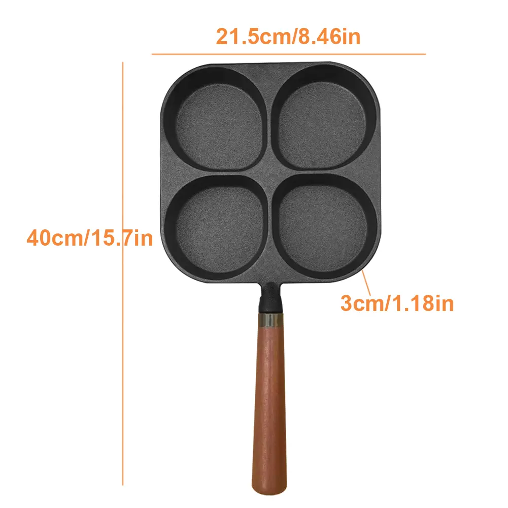 4 Hole Steak Cooking Pans Non Stick Versatile Breakfast Skillet Egg Pancake Pan Compatible with Gas Stove and Induction Cooktop