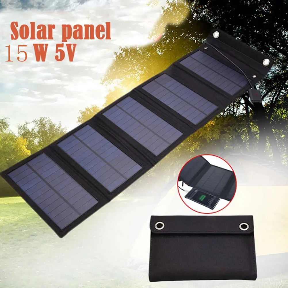 15W Portable Solar Panel IP65 Waterproof Foldable Solar Charger Lightweight Solar Power Station for Off-Grid Blackouts