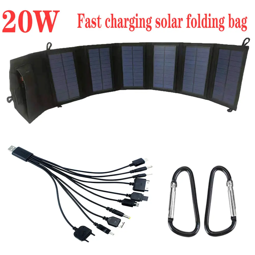20W Foldable Solar Panel Kit IP65 Waterproof Portable Generator Charger Lightweight Solar Power Station for Outdoor Activities