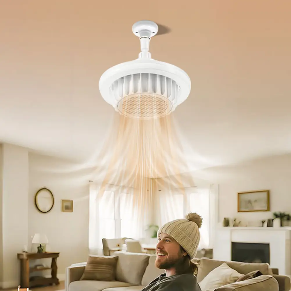 Heating Warm Air Lamp E27 Spiral Electric Heater Fan Ceiling Fan Light PTC Bathroom Ceiling Heater for Living Room Bedroom