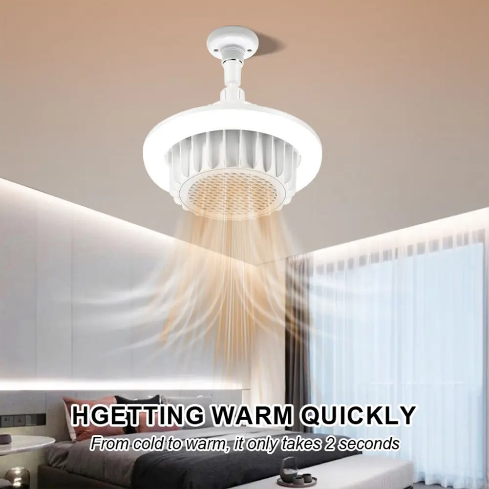 Heating Warm Air Lamp E27 Spiral Electric Heater Fan Ceiling Fan Light PTC Bathroom Ceiling Heater for Living Room Bedroom