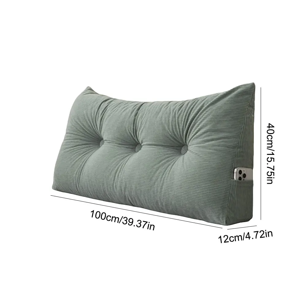 Triangular Wedge Headboard Pillow with Side Pockets Positioning Back Support Reading Bolster Pillow Long Cushions for Bed Sofa
