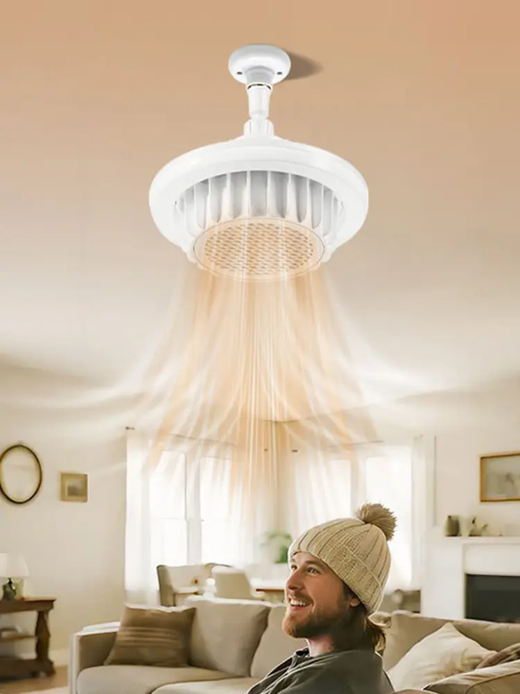 Heating Warm Air Lamp E27 Spiral Electric Heater Fan Ceiling Fan Light PTC Bathroom Ceiling Heater for Living Room Bedroom