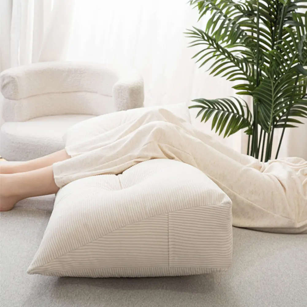 Triangular Wedge Headboard Pillow with Side Pockets Positioning Back Support Reading Bolster Pillow Long Cushions for Bed Sofa